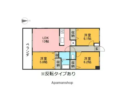 グリーンスクエア京町(3LDK/1階)の間取り写真