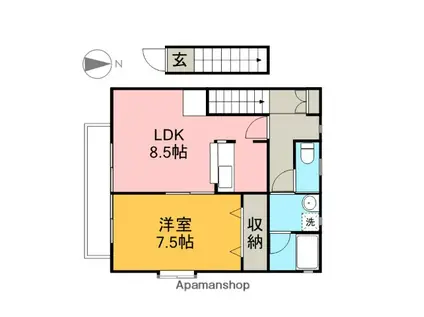 カームハイツタカセ C棟(1LDK/2階)の間取り写真