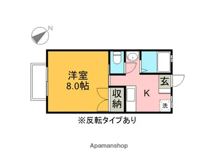 グリーンウッドⅡ(1K/1階)の間取り写真