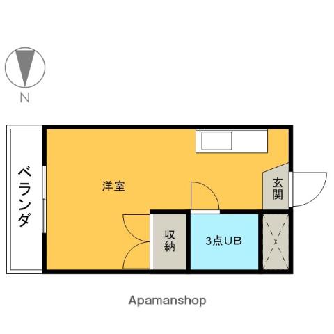 轟ビル(ワンルーム/3階)の間取り写真