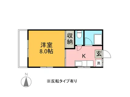 メゾン北(1K/1階)の間取り写真