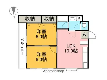サンセイハイツ(2LDK/3階)の間取り写真