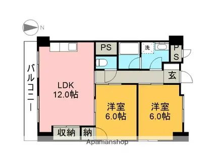コーポ小尾(2LDK/10階)の間取り写真