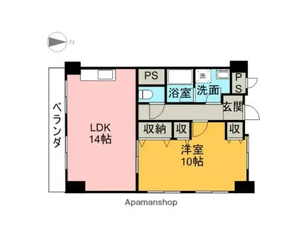 コーポ小尾(1LDK/3階)の間取り写真