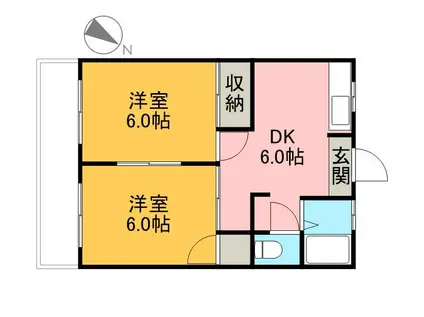 メゾンドベルB(2DK/1階)の間取り写真
