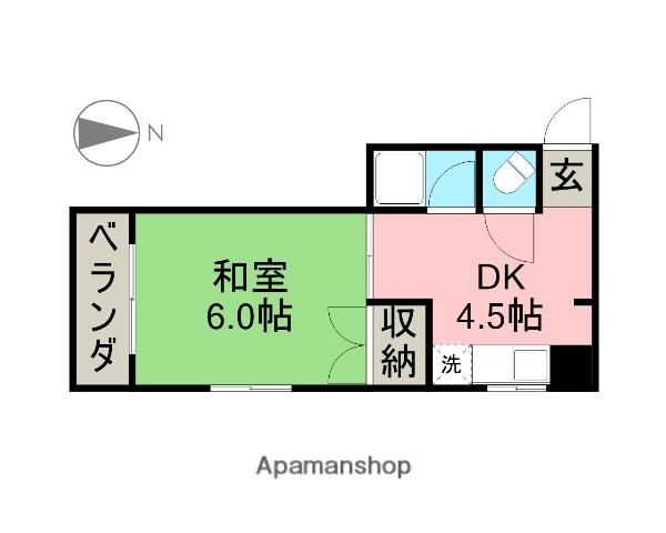 西ハイツ(1DK/4階)の間取り写真