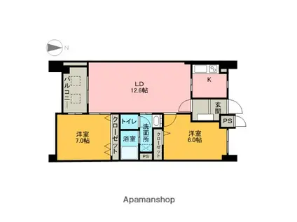 ベル・グランドハイツ(2LDK/8階)の間取り写真