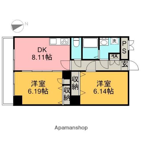 日神パレステージ宇都宮(2DK/1階)の間取り写真