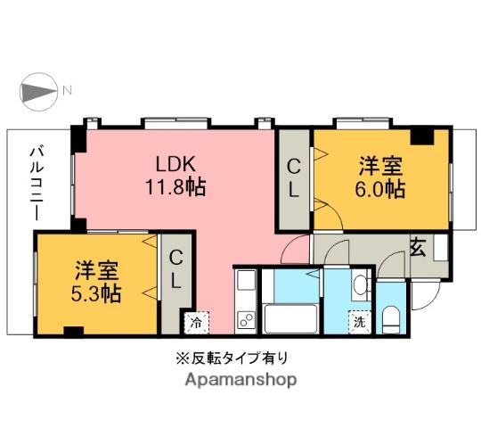 レジデンスアルタⅠ(2LDK/3階)の間取り写真