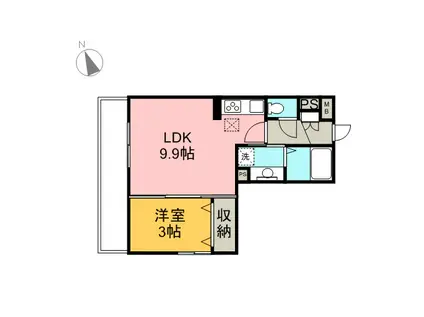 シャトード新(1LDK/2階)の間取り写真