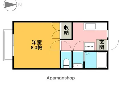 ハイツM1(1K/2階)の間取り写真
