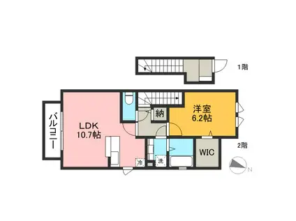 パインコート A(1LDK/2階)の間取り写真