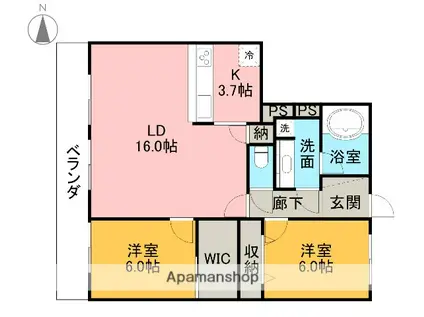 サーパス元今泉中央(2LDK/7階)の間取り写真