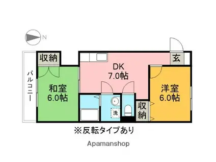 明保野レジデンス(2DK/3階)の間取り写真