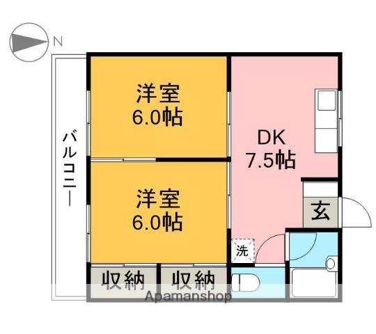シノザキコーポ(2DK/2階)の間取り写真