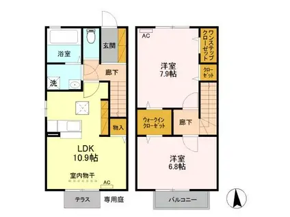 日光線 鶴田駅 徒歩5分 2階建 築14年(2LDK)の間取り写真