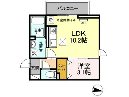パーパス(1LDK/1階)の間取り写真