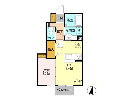 フォーゲルテラス ロートⅣ(1DK/1階)の間取り写真