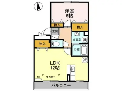 グレイスコートYS(1LDK/3階)の間取り写真