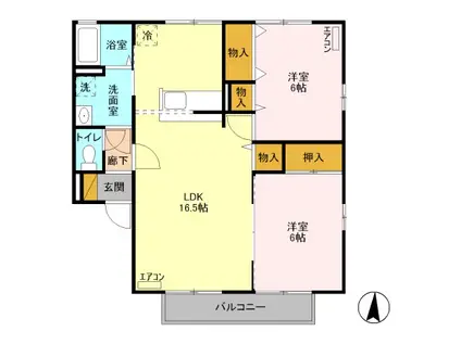 コーポセブンC(2LDK/1階)の間取り写真