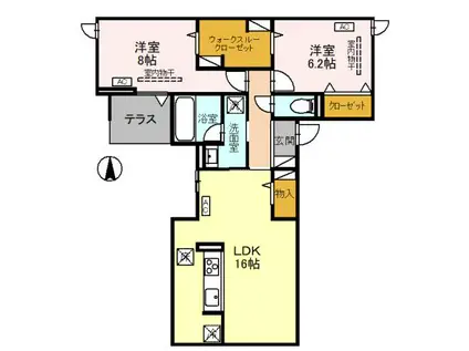 D-GLANZ ウエスト(2LDK/1階)の間取り写真