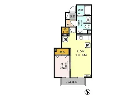 グリーンハイツ(1LDK/1階)の間取り写真