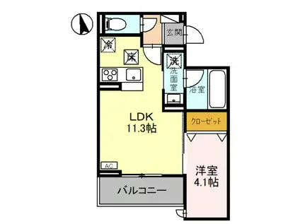 D-GLANZ宿郷(1LDK/1階)の間取り写真