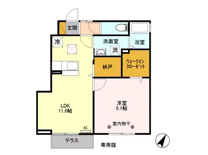 ハーベスト・ガーデンA(1LDK/1階)の間取り写真