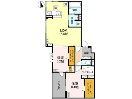 LUGAR宿郷(2LDK/1階)の間取り写真