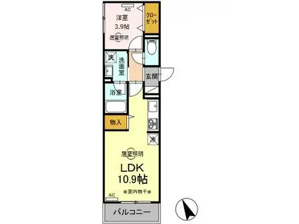 D-GEMPY 今泉二丁目(1LDK/3階)の間取り写真