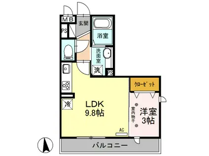 エーレハイム(1LDK/1階)の間取り写真
