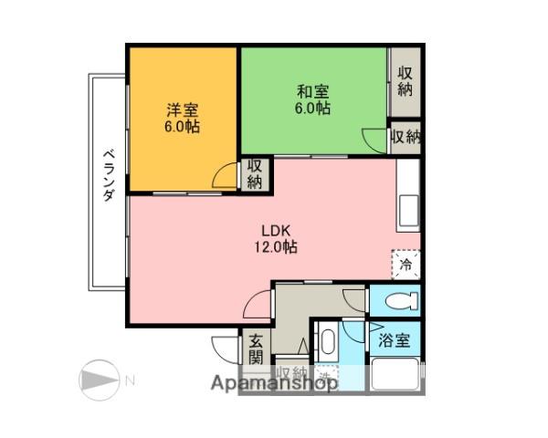 光陽ハイツ B(2LDK/2階)の間取り写真