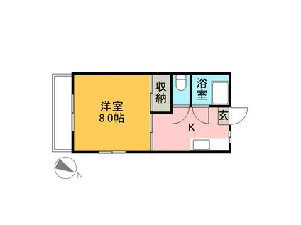 レジデンス北(1K/1階)の間取り写真