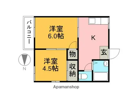 和気ハイツB棟(2K/2階)の間取り写真