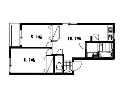 エスポワール(2LDK/2階)の間取り写真