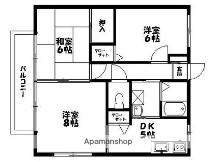 ルミエール(3DK/1階)の間取り写真