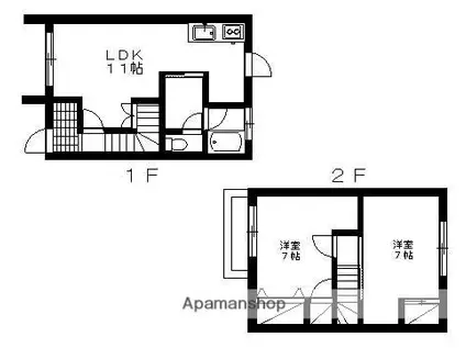 ヴィラⅡ(2LDK/1階)の間取り写真