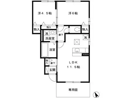 ベル・ファミーユA(2LDK/1階)の間取り写真