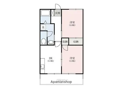 アークフラット(2DK/2階)の間取り写真