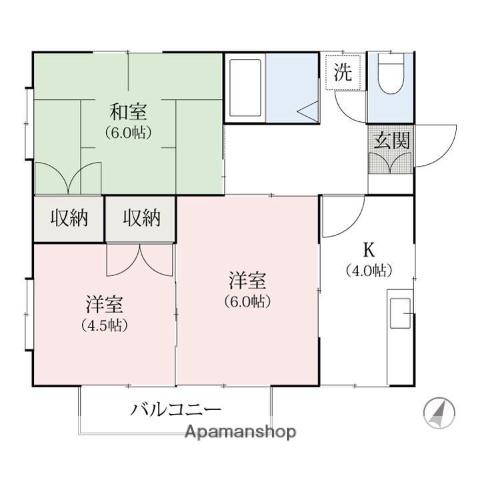 KハウスPARTⅠ(3K/2階)の間取り写真