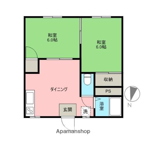 ジュエリーハイツ(2DK/1階)の間取り写真