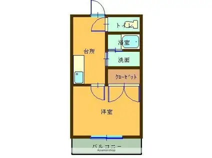 桐生スターハイツ(1K/1階)の間取り写真