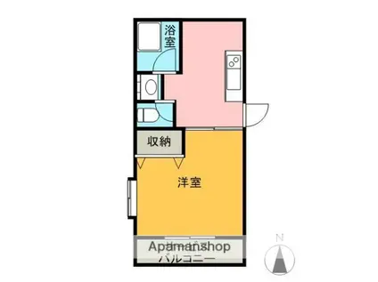 MIKIハウス天神前A(1K/2階)の間取り写真