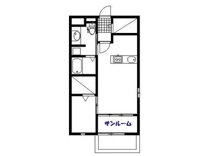 グラースB(1SDK/1階)の間取り写真