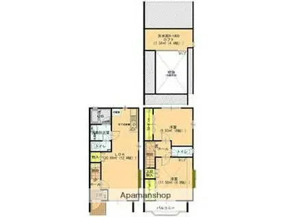 メゾン・ド・パピエ B(2LDK/1階)の間取り写真