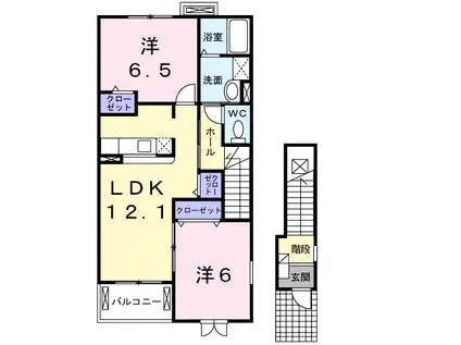 エレヴァ—トピアD(2LDK/2階)の間取り写真