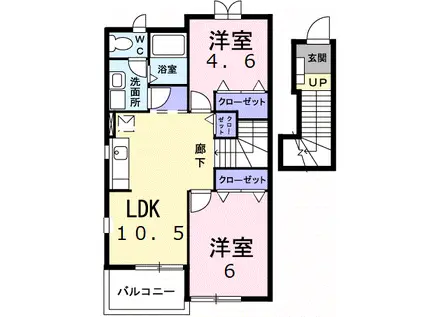 アルモニーB(2LDK/2階)の間取り写真