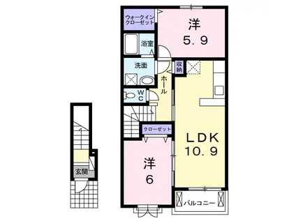 プランド-ル ソフィアB(2LDK/2階)の間取り写真