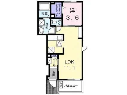 メゾン ソレイユⅡ A(1LDK/1階)の間取り写真