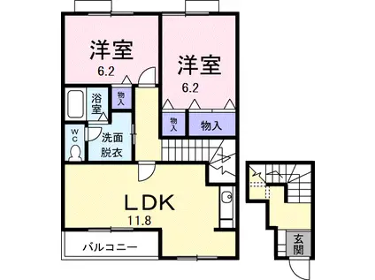 エテルネルA(2LDK/2階)の間取り写真